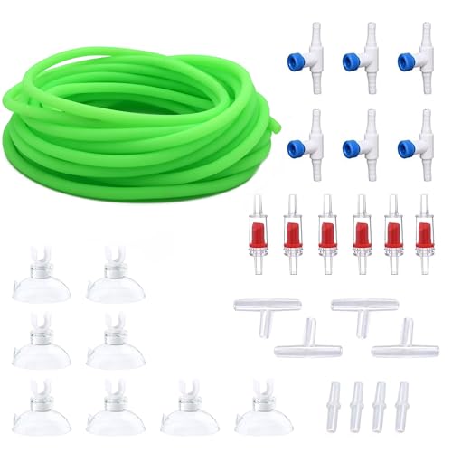 Premium 50FT 3/16inch Air Hose for Aquarium with Connector,Check Valve, Control Valve Accessories (Green, 50 ft.) - color: Green, size: 50 ft.