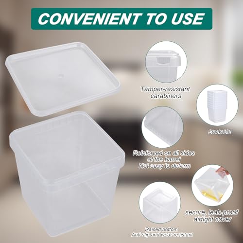 101 oz Square Clear Extra Thick Deli Containers with Lids,BPA-Free,Freezer and Microwave Safe Food Storage Containers,Reusable,Meal Prep,Take-out,Restaurant Supplies.(8 Pcs)