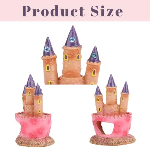 Fish Tank Decorations Pink Castle Aquarium Decorations Resin Fish Cave Hideouts Large Aquarium Decor,Vintage Castle Fish Tank Accessories for Betta Fish Freshwater and Saltwater Fishtanks