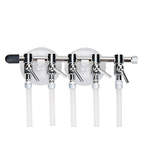 Aquarium Air Pump Splitter 16 in 1 Set 5-Way Air Flow Control Lever Valve & 5 Non-Return Check Valves & 10 Suction Cups for Fish Tank Airline Air Tube Hose - color: 5-Way 16-in-1 Kit
