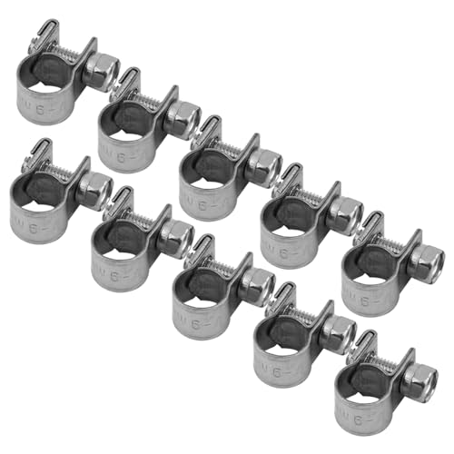10pcs Stainless Steel Hose Clamps – Adjustable 6-20mm Fuel Line Pipe Clips for Air, Water, Silicone & Fuel Hoses (7-9Mm) - size: 7-9Mm