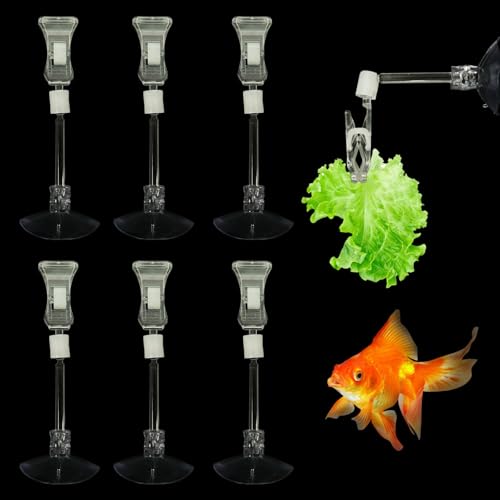 6 Pack Aquarium Suction Cups with Clips, Fishes Veggie Seaweed Plant Suction Cup Clip, Fish Feeding Tool, Fresh Food Feed Holder for Fish, Shrimp & Aquatic Pets and Fish Tank
