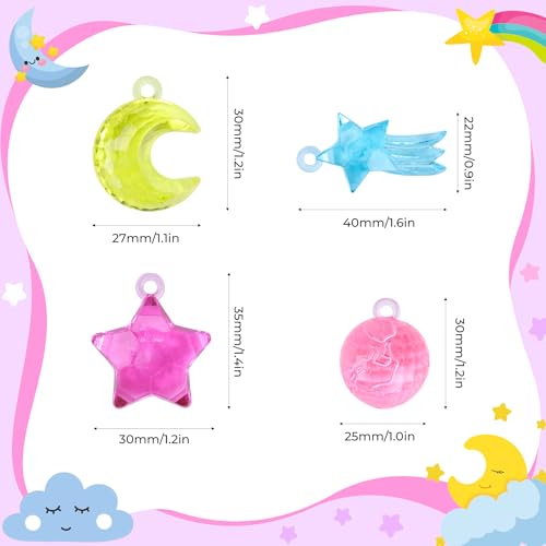 Babenest 4 Styles Acrylic Stars Moon Beads, 90pcs Sensory Bin Fillers for Sky Theme Table Scatter Party Wedding Decoration Scatter Table Vase Fillers Home DIY Crafts - color: Starry Sky, size: Conventional