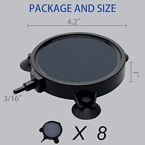 kathson 4.2 Inch Air Stone Disc Bubble Diffuser 8 PCS with Suction Cups Fish Tank Air Pump Round Dissolved Oxygen Airstone Decoration for Hydroponics Pond Aquarium Aquaponics - size: 4.2 Inch / 8 PCS