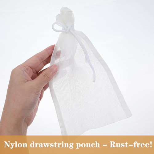 salbsever 6 Pcs Filter Media Bag, Reusable Aquarium Media Bag Extra Fine Mesh Bags Nylon Drawstring Bags for Fish Tank 4.7''x8.3''