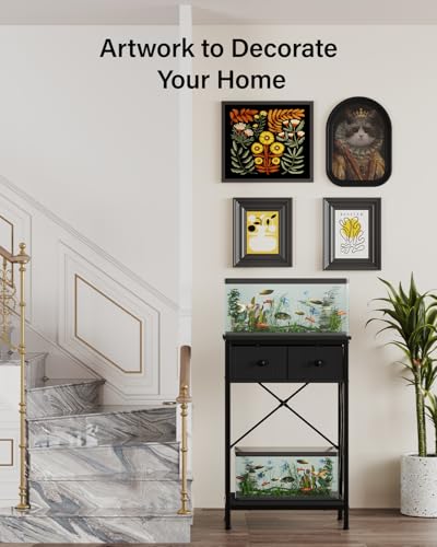 Fish Tank Stand 10 Gallon: Sturdy Aquarium Stand with Accessories Storage - Metal Fish Tank Table for 5-10 Gallon Reptile Breeder Turtle Terrarium - 19.4"X11.5" Weight Capacity 220 lbs