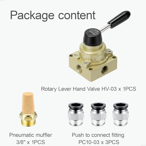Rotary Lever Hand Valve HV-03, 3 Position 4 Way 3/8" NPT Pneumatic Manual Control Air Flow Valve (3/8" NPT) - style: 3/8" NPT