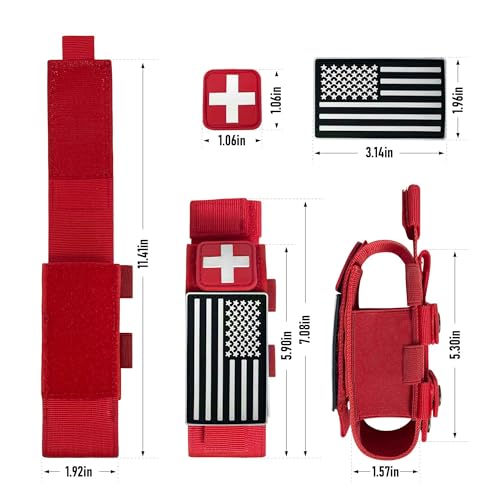 Upgrade 1000D Laser Cut Molle Tourniquet Holder, Heavy Duty Tactical Molle Tourniquet Pouch Holder - color: Pouch-Red