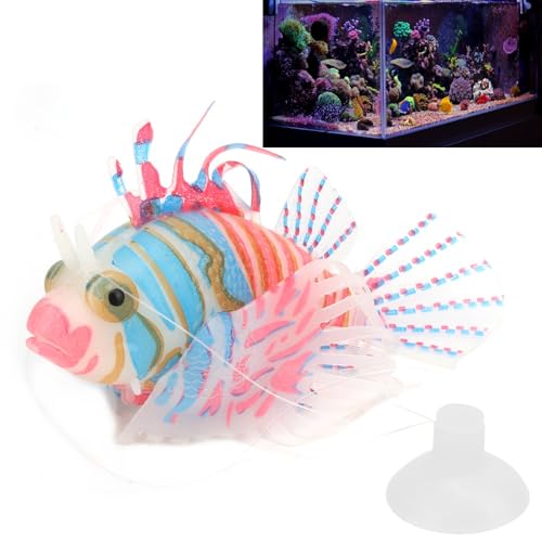Silicone Simulation Fish Aquarium Sculpture Glowing Lifelike Fish Decoration Fluorescent Suction Cup Ornament for Tank(Pink Blue) - style: Pink Blue