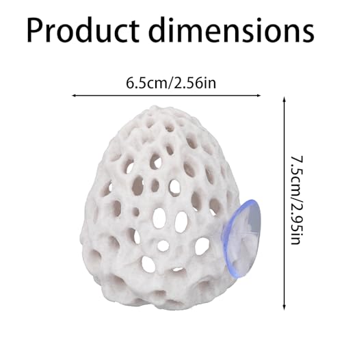 Penitue 2pcs Shrimp Hides for Aquarium, Multi-Hole Shrimp Dome Hide House with Suction Cup Coral Design Betta Fish Toys Fish Tank Accessories for Guppy and More Hiding Resting (White)