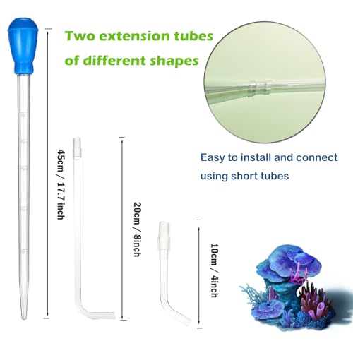KABASI Coral Feeder Fish Feeder Waste Clean Tool, 50ml Manual Acrylic Pipette Suction Dropper with 2PCS Extension Pipes for Fish Tank Cleaning, Water Changer Waste Remover for Aquarium - color: Type A