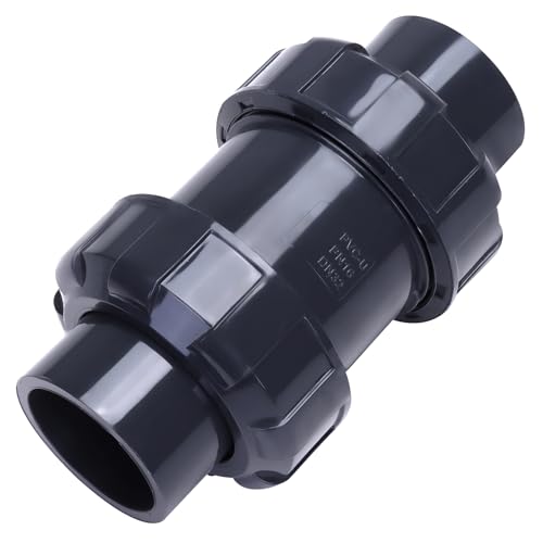 DERNORD 1-1/4" UPVC True Union Ball Check Valve with Full Port, EPDM Seals, Rated at 200 PSI, 1-1/4 Inch Socket - size: 1-14 inch