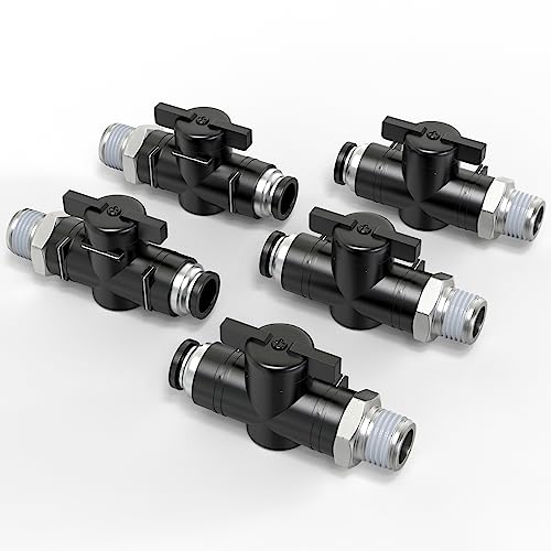 TAILONZ PNEUMATIC 1/4 Inch Tube OD x 1/8 Inch NPT Thread Ball Valve Air Flow Control Valve Push to Connect Fitting BVC-1/4-N1（Pack of 5） - size: 1/4"OD x 1/8"NPT/5PCS