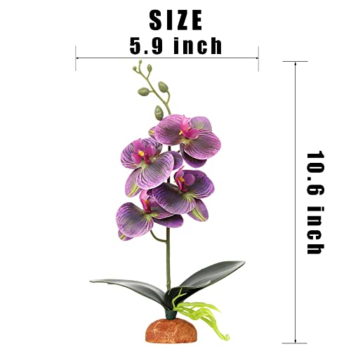 Fake Orchids Artificial Flowers, Reptile Terrarium Decor Plants, Bearded Dragon Tank Accessories fit Crested Gecko Leopard Lizard Chameleon Ball Python Snake Frog (Radiant) - color: Radiant