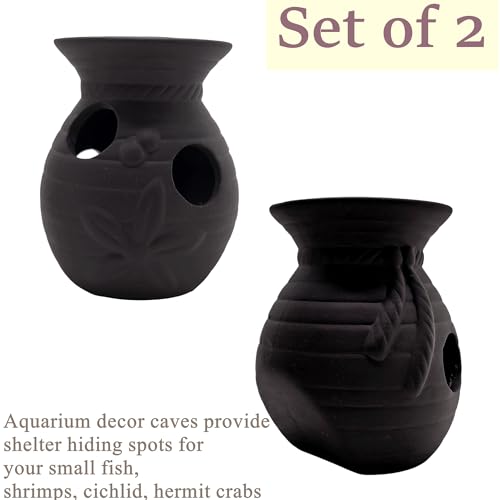 M2cbridge Pottery Ceramic Jar Natural Clay Vase Cichlid Small Fish Shrimp to Play Hide Breed Habitat(Purple Clay, 2pcs) - color: Purple Clay, 2pcs
