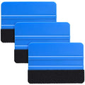 Durable Black Felt Edge Vinyl Squeegee Tool 4-Inch, Car Vinyl Film Wrapping Decal Window Tint Work, Professional Scratch Free Squeegee (Pack of 3) - color: Blue-1