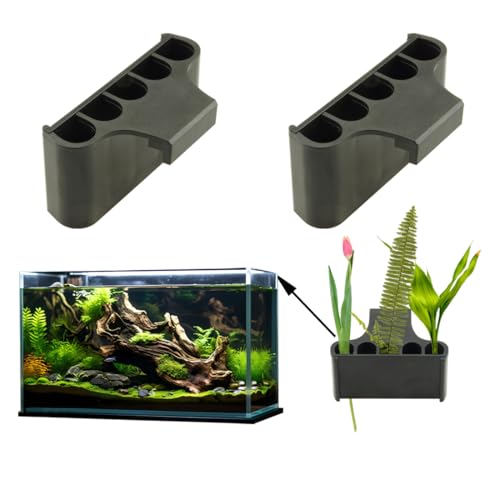 Aquarium Plant Holder,Fish Tank Plant Holder,Aquarium lid Clips,Aquarium Plant Pot,Hydroponic Fish Tank Planter, Aquatic Plant Cup for Aquascape Decorations (Black, 2PCS Rimless) - color: Black, size: 2PCS Rimless