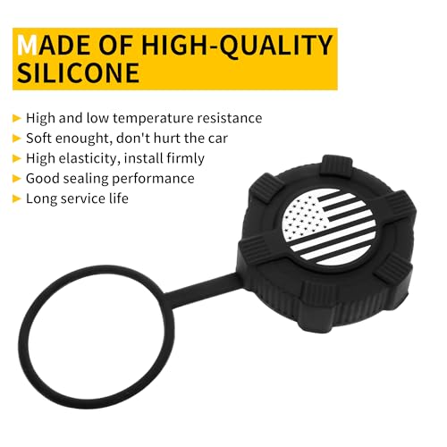 2.375" ID Capless Gas Cap Cover w/Anti-loss Tether, Car Fuel Tank Filler Cap Replacement for Chevy GMC Buick Cadillac Ford Accessories, Dust Water Dirt Protection Cover, 1PC Silicone Flag Black - color: Flag Black, size: With 2.375" ID Capless Fuel Tank