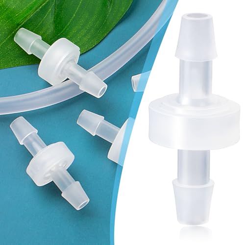 4 Packs 1/4 Inch Check Valve, PVDF Plastic One Way Inline Hose Barb, Non Return Ozone Resistance Water Stops Check Valve for Air Intake Feed, Fuel, Liquid -White