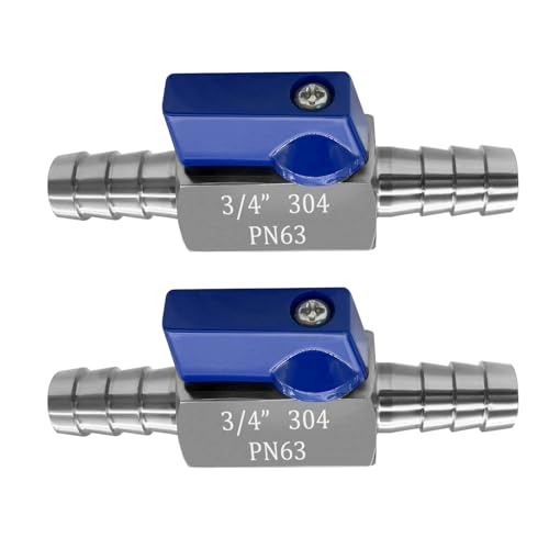 2PCS Stainless Steel 3/4" Mini Ball Valve Shut Off Valve 3/4" Hose Barb - size: 3/4" Hose Barb, style: Pack of 2