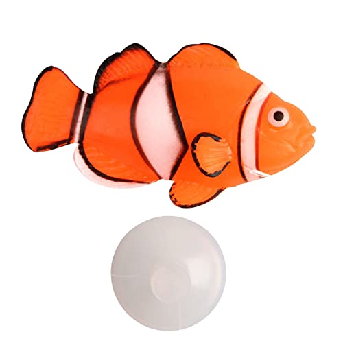 Artificial Moving Fish Floating Silicone Fish with Suction Cup Fish Aquarium Decorations for Fish