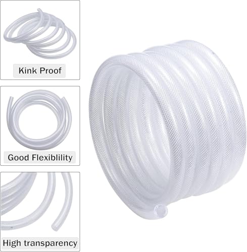 DAVCO 5/16" ID × 10 ft Clear Braided Hose Plastic Tubing, High Pressure Flexible Reinforced PVC for Transfer Water Air Oil, BPA Free & Non-Toxic - size: 5/16"ID, style: 10 Feet