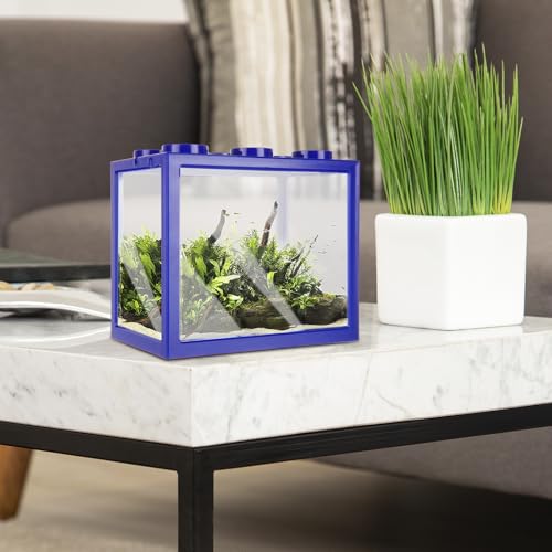 4PCS Plastic Small Betta Fish Tank, 0.6 Gallon Stackable Fish Bowl, Cube Fish Aquarium Tank for Shrimp, Turtle, Small Crab (Black) - color: Black