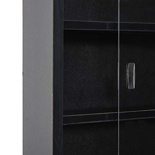 HOMCOM 5-Tier Display Cabinet, Glass Door Cabinet with Adjustable Shelves, Wall-Mounted Display Case for Playroom, Bedroom, Black - color: Black