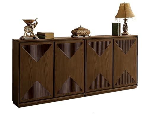 LKTART Buffet Cabinet Sideboard with Storage,Mid Century Modern Narrow Small Accent Cabinet with Doors,Wood Coffee Bar Media Console Table for Kitchen, Living Room, Entryway-Brown Walnut,2 Pieces - color: D- Brown Walnut, size: 2 Pieces