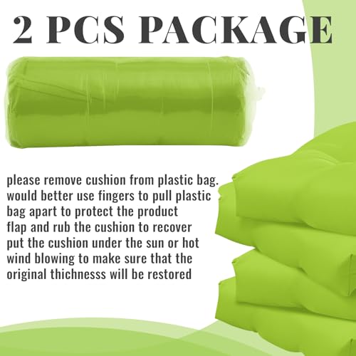 Geelin 2 Pcs Outdoor Patio Chair Cushion Thick High Back Adirondack Chair Cushion Tufted Weather & Fade Resistant Anti-Slip Outside Rocking Chairs Pads with Ties, 44 x 19 x 4 Inch (Fruit Green) - color: Fruit Green