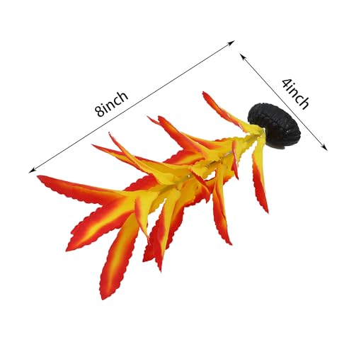 Silk Aquarium Plants for Betta Fish Tank, 2 Pcs 7.8 Inch Small Silk Aquarium Plant Aquatic Water Grass Decoration (Yellow-Red, 8 Inch) - color: Yellow-red