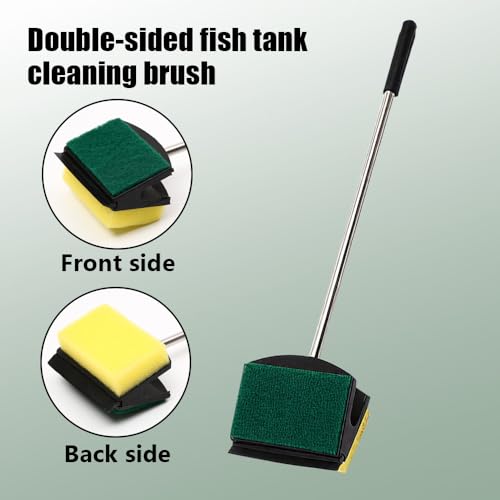 Aquarium Algae Scraper, Double Sided Fish Tank Scrubber with Long Handle for Glass/Acrylic/Plastic Tanks