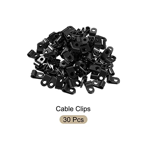 R-type Cable Clips Wire Management Clamp, [for Keeping Wire Neat ] - Nylon / 0.2-inch/Black / 30 Pcs - size: 0.2-inch