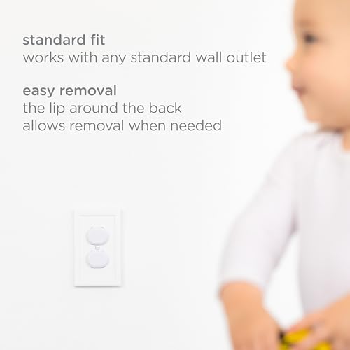 Ubbi Outlet Covers for Child Safety, Plug Protectors, Baby Proofing, Safe & Secure Electrical Plug Covers, White, 24 Count - size: One Size, style: White Outlet Covers