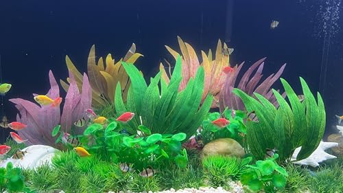 2Pcs Artificial Aquatic Plants Set - Lifelike Silk Fabric Leaves for Aquarium Decoration, Easy to Maintain, Vibrant Underwater Garden (Orange) - color: Orange