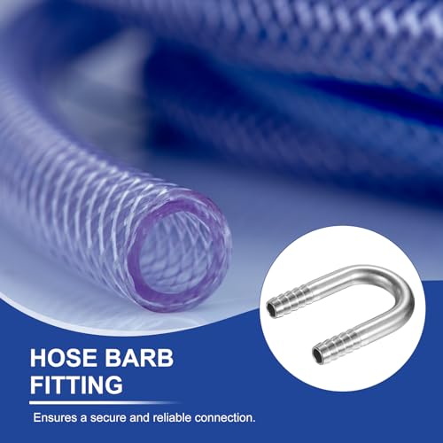 PATIKIL 1/2" (12mm) x 1/2" (12mm) Hose Barb Fittings, 1 Pcs 304 Stainless Steel U Shaped Joint Connector Barbed Fitting Metal Splicer - size: 1/2" (12mm)