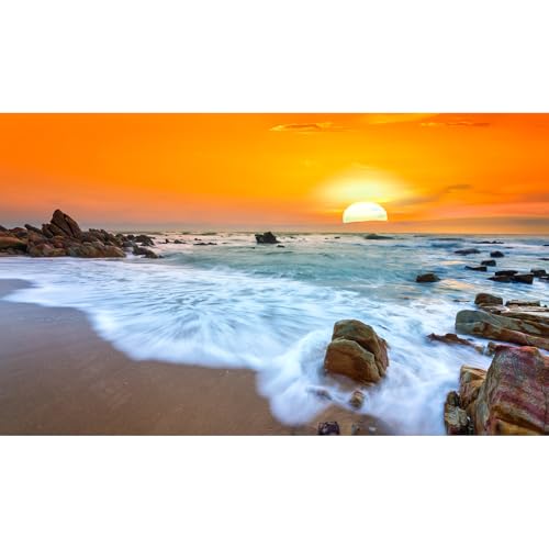 Ocean Beach Aquarium Background Sunset Beach Waves Fish Tank Background Ocean Seascape Dawn Landscape Beach Terrarium Backgrounds Seacoast Seascape Wave Seashore Reptile Tank Backgrounds 24x12in - color: Orange, size: 24(W)x12(H)inches/ 60(W)*30cm(H)
