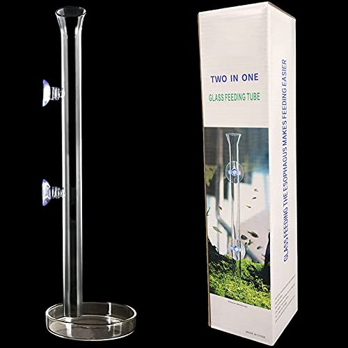 300MM Aquarium Shrimp & Fish Feeder Tube with Glass Bowl & Suction Cups for Aquarium Shrimp & Fish - size: 300MM Feeder Tube + Round Bowl