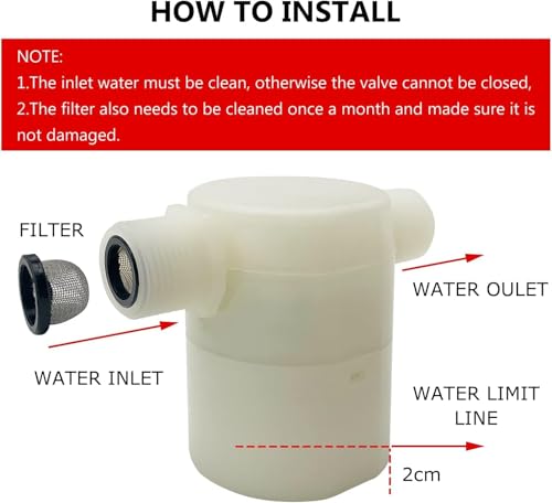 Water Float Valve, Water Level Control Water Tank Traditional Float Valve Upgrade 2 PCS (side inlet, 1“) - color: side inlet, size: 1" to 1"