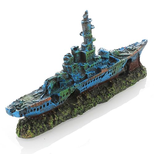 Aquarium Decor,Sunken Ship Ornament Decoration,Shipwreck Decor for Aquarium Fish Tank GC1186 - style: Sunken Cargo Ship