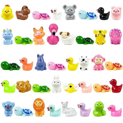 40 PCS Mini Animals Figurines for Dollhouse Garden Accessory Decoration