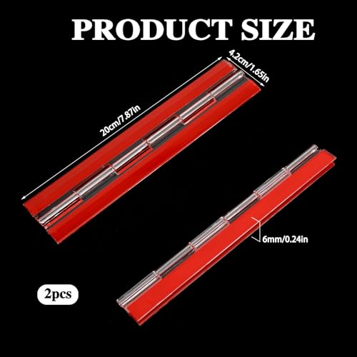 2pcs Acrylic Small Clear Plastic Transparent Folding Self-Adhesive Continuous Hinge for Cabinet Drawer Furniture Aquarium Lid DIY Crafts Display Stand 200x42 mm