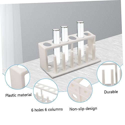 ULTECHNOVO Portable Plastic Test Tube Holder Rack Water Quality Test Tube Organizer for School Laboratory - Design for Stability White