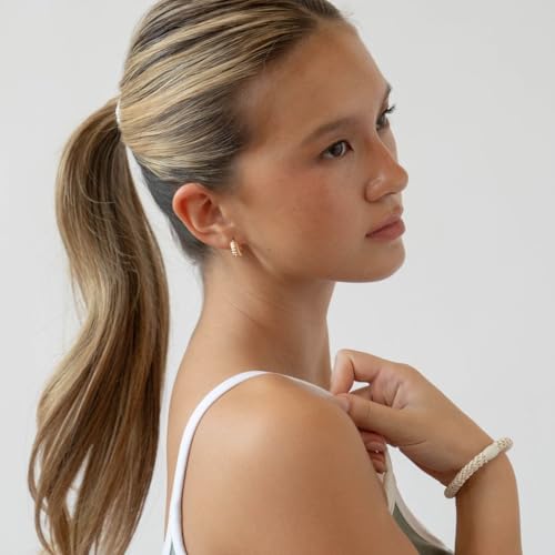 L. Erickson Hair Ties, 8 Count - Grab & Go Ponytail Holders - No Damage for Thick Hair - Strong, Stretchy & Snag-Free - Hair Accessories, Blonde - color: Minimal Neutrals