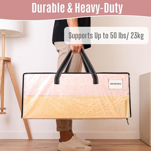 VENO 2 Pack Heavy Duty Moving Bags, Clear Packing Bags for Easy Visibility, Alternative to Moving Boxes, Storage Bins for Clothes, Blankets, Comforters, College Dorm Essentials (Clear, 2 Pack) - color: Clear, size: 2 Pack