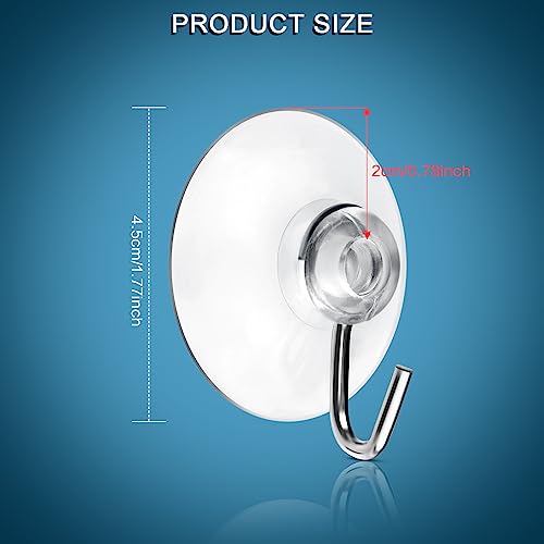 Mudder Suction Cup Hooks Wall Clear Suction Cups with Metal Hooks Window Hangers for Glass Wall Towel Hangers Supplies Bathroom Glass Kitchen Decorations,3 lbs(50 Pieces,45 mm) - size: 45 mm