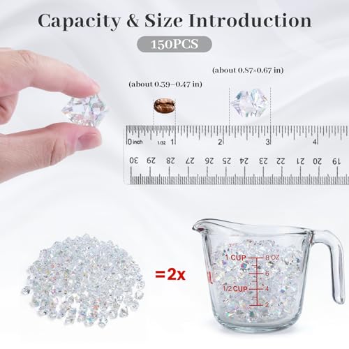 DomeStar Iridecent Fake Ice, 150PCS Sparkling Vase Fillers Fake Diamonds Clear Gem Stones DIY Crafts Wedding Table Scatter Decoration - color: Bright Clear