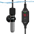 Small Submersible Aquarium Heater,Adjustable Mini Fish Tank Heater 25/50/100/150/200/300 Watts with External Temperature Controller, LED Display, Smart Memory, Used for 1-60 Gallons (50W)