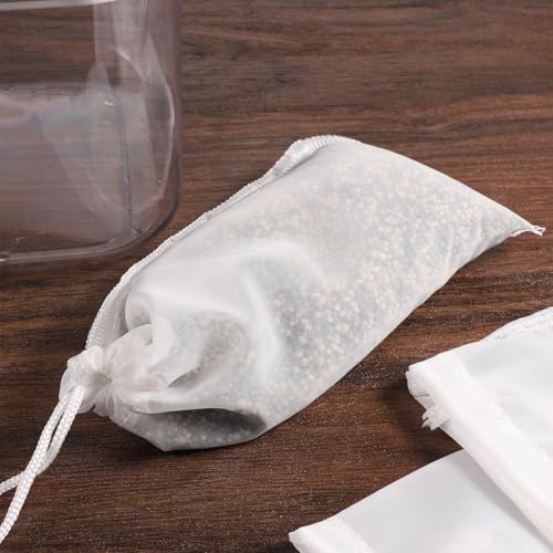 4-Pack Extra Fine Mesh Bag, 180μm Aquarium Filter Bags | Reusable nylon drawstring pouches for very fine resins & activated carbon in freshwater or saltwater fish tanks (7.5x3.6in)