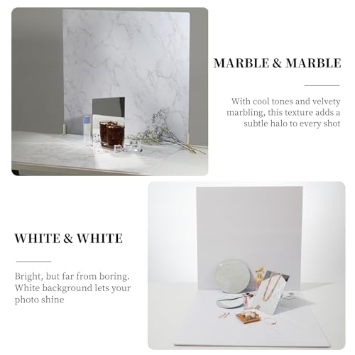 2 PCS Boards Photo Backdrop 2 Marbles Texture for Flat Lay, Food Photography Background 24x24 Inch, BEIYANG (Marble+Marble) … - color: Marble + Marble 24x24